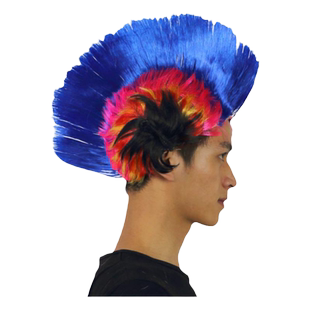 炫彩成人儿童假发朋克造型鸡冠假发头套派对用品婚庆酒吧搞笑道具
