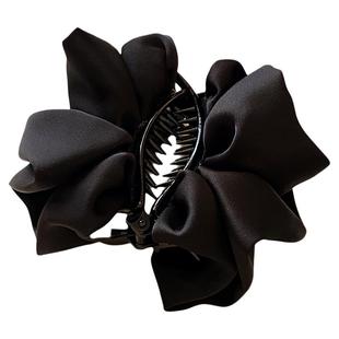 黑色云朵褶皱丸子夹女高级感洋气时尚发饰后脑勺头饰2025新款高端