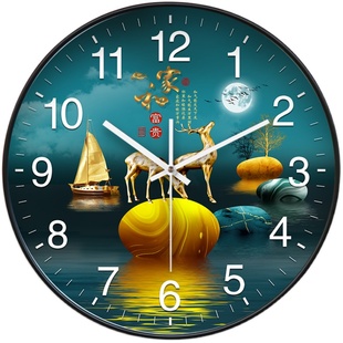 钟表挂钟客厅免打孔家用时尚简约现代表挂墙新款静音准时时钟轻奢