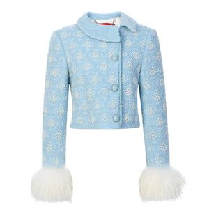 lefame拉飞姆秋季浪漫优雅千金风珍珠装饰短外套