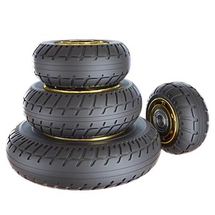 实心万向轮推车轮子橡胶轮板车轱辘3456寸手推车单轮重型静音滑轮