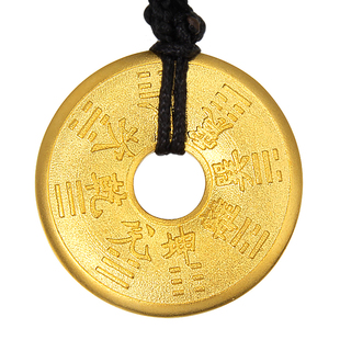 999足金项链定制实心八卦吊坠男士中国古风黄金平安扣定制