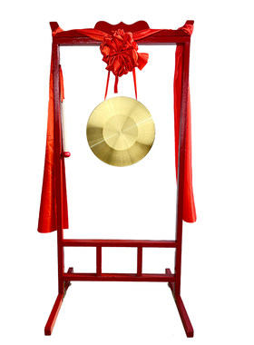 铜锣架子合金钢锣纯铜色亮锣开业庆典双色锣木架子镀铜锣鼓乐器