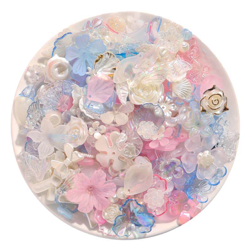 彩色水晶花混搭串珠配件 奶油胶diy手机壳材料发饰品水晶滴胶材料