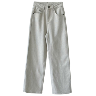 清仓特价 高腰显瘦笑脸加绒牛仔裤女秋冬裤子宽松直筒阔腿裤冬季