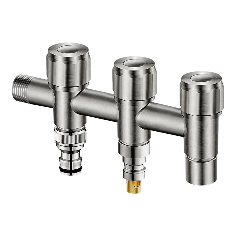 一进三出水龙头角阀入墙式加长三开关卫生间马桶热水器通用防漏