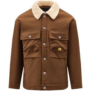 CAT卡特25秋新品男士户外休闲工装风格羊羔绒翻领短款羽绒服