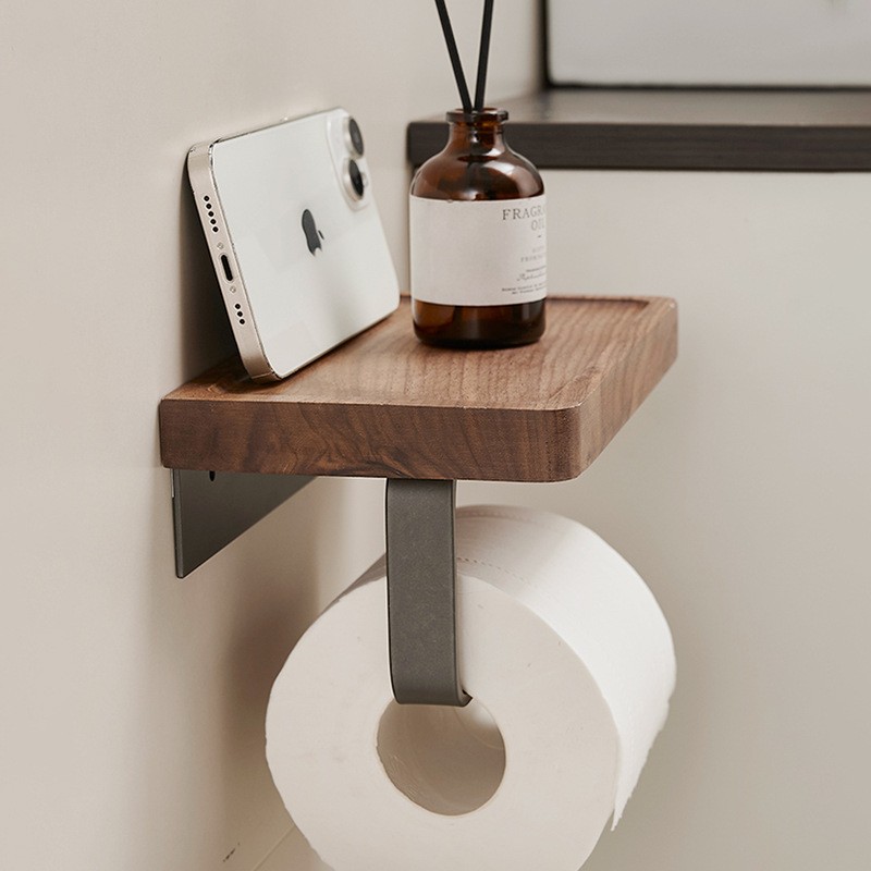 胡桃木卫生间厕纸盒壁挂式卫生纸厕所置物架抽架子纸巾盒实木卷纸