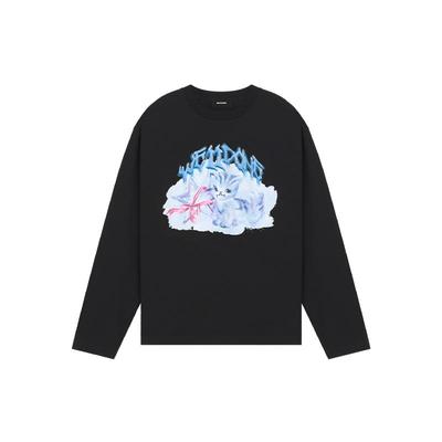 WE11DONE25秋冬男女同款项链猫咪印花T恤复古印花街头风