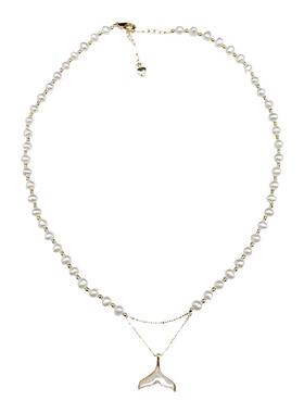 深海白贝母吊坠淡水珍珠项链鱼尾