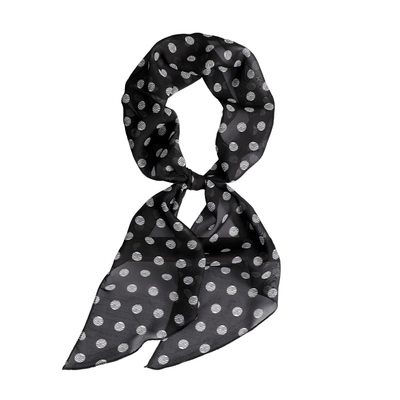 法式复古黑色长条波点丝巾女