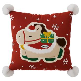 卡通新年圣诞小马抱枕套靠枕客厅沙发大靠垫睡觉长条抱枕床上腰枕