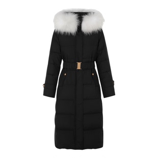 【狐狸毛领】朗姿/莱茵福莱尔长款鹅绒羽绒服收腰加厚保暖新款女