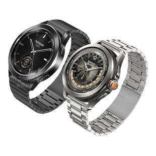 适用小米watch S4 sport手表S3不锈钢三珠磁吸表带S2运动s1pro智能color2一珠钢带华米Amazfit GTR4金属表链