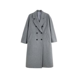 洪陵【MM家同款】801经典款山羊绒羊毛六筒双排扣翻领长款