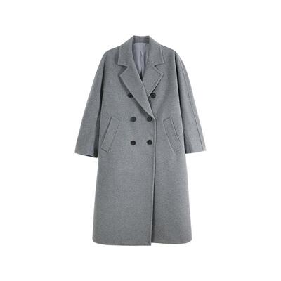 洪陵羊绒羊毛六筒长款休闲大衣