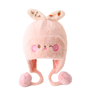 宝宝帽子秋冬季毛绒帽女孩可爱婴儿童外出加厚保暖女童护耳针织帽