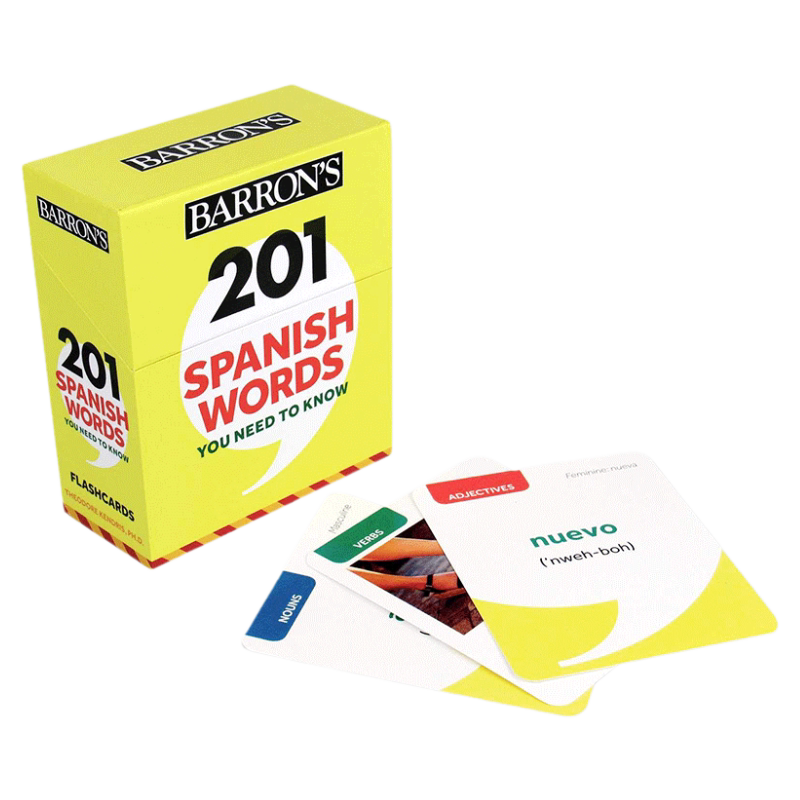 巴朗201个你需要知道的西班牙语单词 201 Spanish Words You Need to Know Flashcards 英文原版 西班牙语词汇卡 进口英语书籍