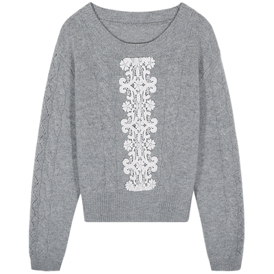 落落狷介灰色可外穿毛衣女纯羊毛