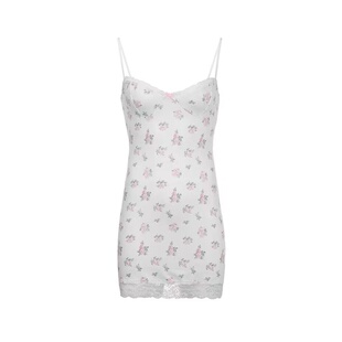 Nunnally带胸垫 小碎花*夏季初恋吊带薄款睡衣网纱蕾丝边纯欲睡裙