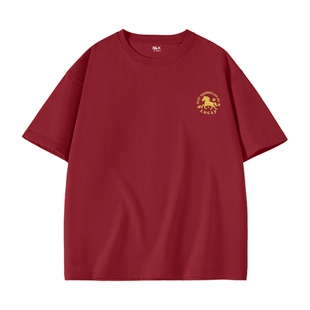 班尼路S&K纯棉短袖t恤男春季2026年新春贺岁男青年枣红色打底衫A