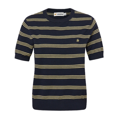 含绵羊毛条纹秋季短袖针织衫