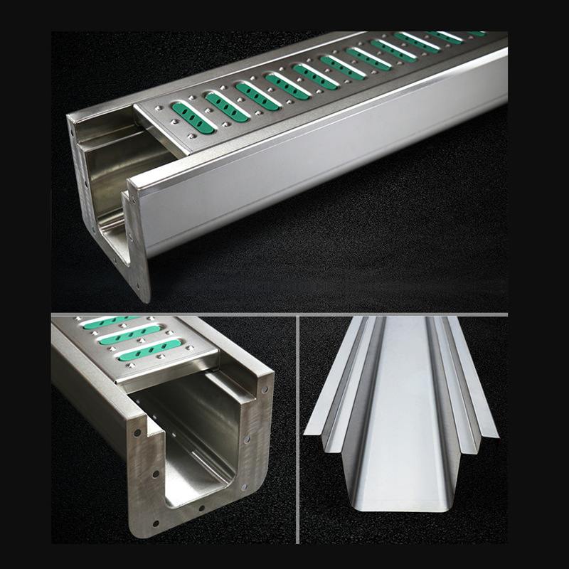 优泽加厚304不锈钢排水沟排水沟地沟厨房U型水槽下水道不锈钢成品