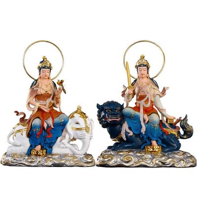 慈缘阁树脂古彩文殊普贤普贤菩萨