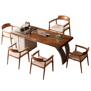 现代新中式实木茶桌椅组合禅意办公室茶台烧水壶一体家用阳台茶桌