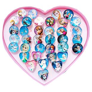 冰雪奇缘玩具爱心儿童戒指女童女孩卡通公主宝宝钻石可爱宝石水晶