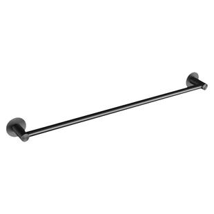 浴室毛巾杆304不锈钢卫生间免打孔单杆毛巾架枪灰德国轻奢加长款