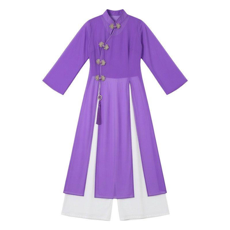网纱禅服中国风初级班奥黛旗袍纱衣练功服改良舞台表演服装课程服