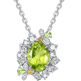 张碧晨同款MUYE/牧野天然橄榄绿宝石吊坠萤火虫纯银项链配饰女款