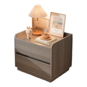 床头柜简约现代轻奢高级感置物架大容量双抽简易家用卧室收纳柜