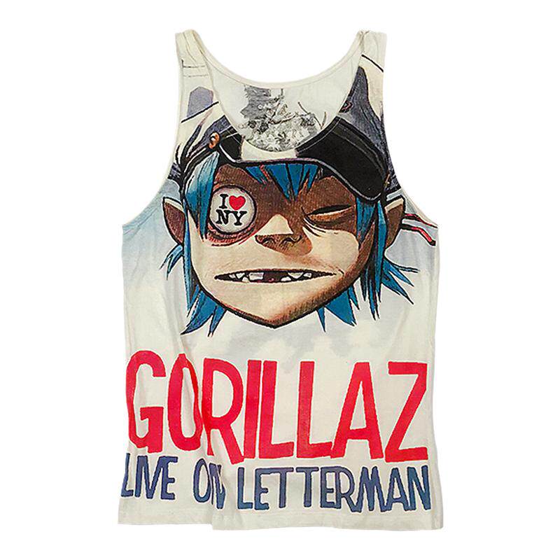 泰国潮牌背心男宽松夏季吊带纯棉青年卡通花街头双面印花gorillaz