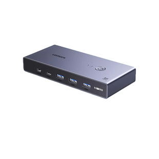 绿联kvm切换器hdmi二进一出一套键盘鼠标控制两台电脑二主机共用一个显示器usb打印机共享两台同步分配切屏器