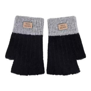 半指手套女士秋冬季保暖防寒学生写字针织毛线露指半截五指冬天男