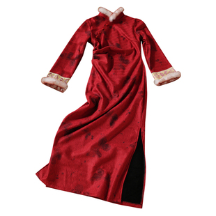 忆南栀红色女新中式旗袍女订婚敬酒服过冬改良小个子冬装加绒加厚