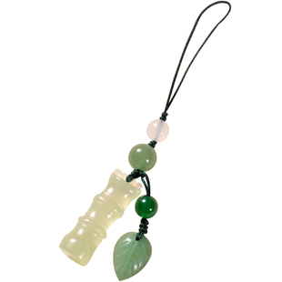 工料天下岫玉竹节手机挂绳 短款钥匙扣挂件秀玉玉石吊坠U盘包挂女