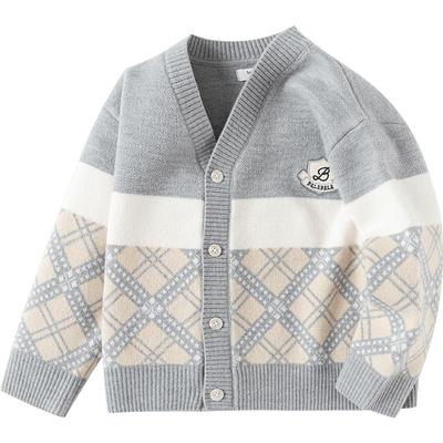 巴拉巴拉童装男童女童毛衣亲子纯棉内搭秋冬装新款提花圆领针织衫