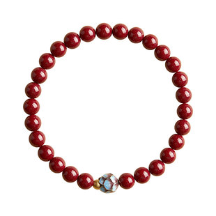 庆祥泰朱砂手串女款静心本命年礼物转运珠原石原矿正品官方旗舰店