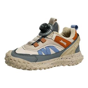 jeep吉普童鞋男童鞋子冬季2025新款皮面防水中大童加绒保暖运动鞋
