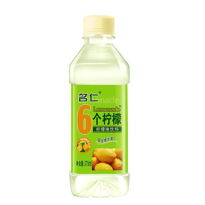 名仁六个柠檬375ml*12瓶装柠檬味薄荷味苏打水饮品维C果味饮料