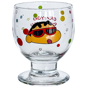 蜡笔小新联名玻璃杯水杯女高颜值酒杯高脚杯家用牛奶咖啡杯冷饮杯