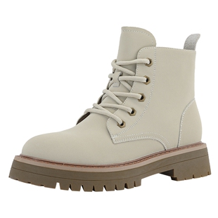 戈美其2025秋季新款女复古踢不烂大黄靴英伦风短靴真皮厚底机车靴