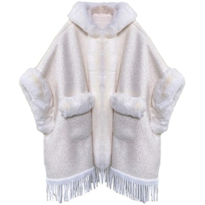 复古加大码亮斗篷披肩中长款