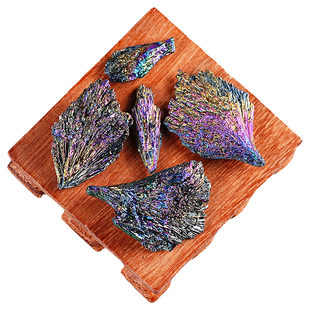 天然黑碧玺原石电镀七彩色摆件孔雀尾巴羽毛火焰造型水晶矿物标本