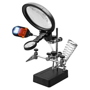 维修放大镜主板焊接夹具手机家电修理台式烙铁支架高清充电带灯