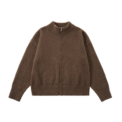 Glowing Box 老钱风立领毛衣外套美式复古保暖针织衫上衣