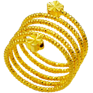 原创沙金弹簧戒指女久不掉色越南仿真镀金假黄金个性缠绕多圈指环